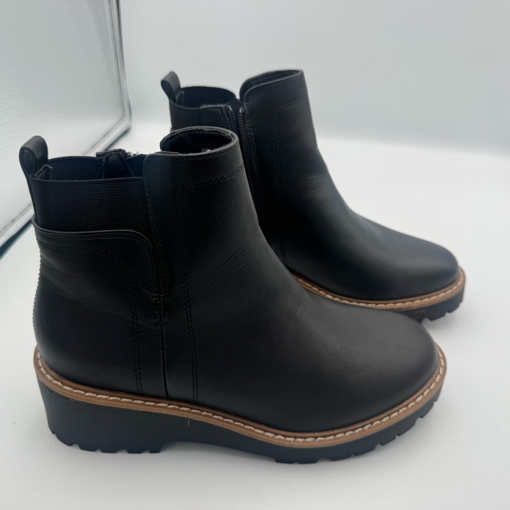 SO Youth Girls Size 5 Chelsea Black Brown Boots Manmade Leather